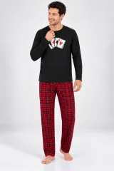Pijama barbat negru cu carouri rosi