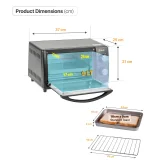 Mini Cuptor Electric 9L, 800W, Timer 60 Minute, 3 Funcții de Încălzire, Temperatură Reglabilă până la 230°C, Geam Dublu