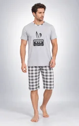 Pijama bărbat 3/4, imprimeu ,,Hip Hop'', gri