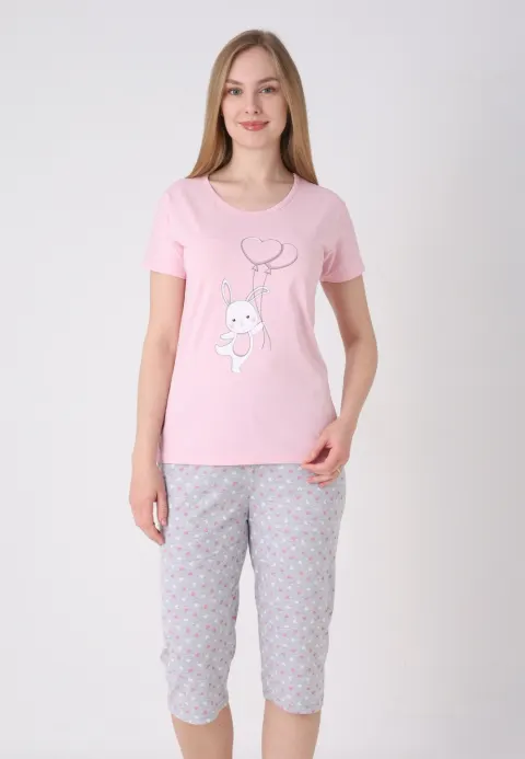 Pijama damă cu model de Paște, roz deschis