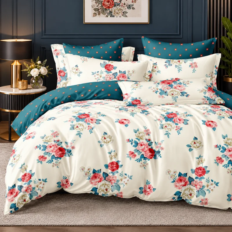 Set Lenjerie de Pat Dublu din Microfibră Premium, 6 Piese, Cearșaf 245x250 cm