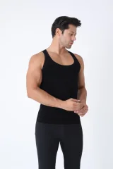 Maiou Modelator Bărbați Negru, Fără Cusături, Elastic, cu Efect de Compresie și Susținere
