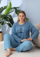 Pijama damă Big Size albastru închisă „Pretty Girl”
