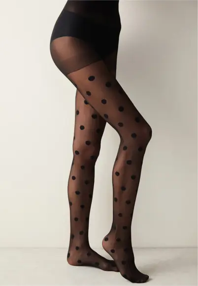 Dres Penti "Big Dots" 30 DEN – Negru, Model cu Buline Mari