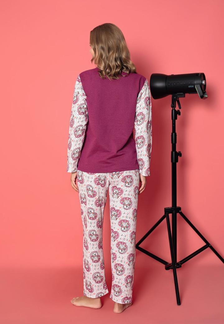 Pijama Damă Vătuită – Mâneci Lungi, Model Urș hover