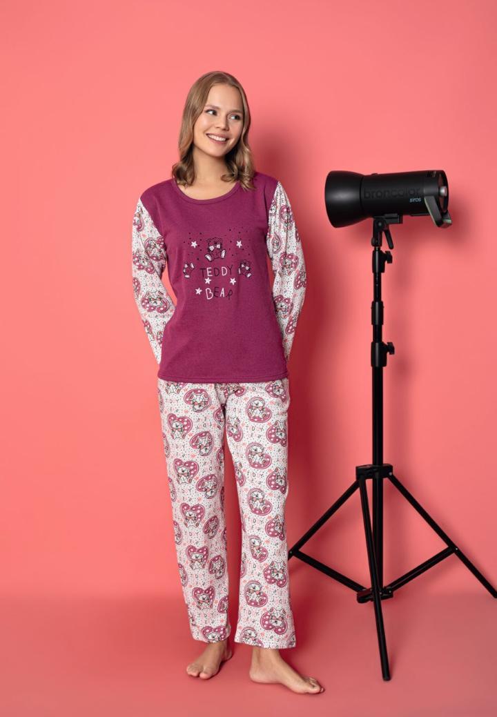 Pijama Damă Vătuită – Mâneci Lungi, Model Urș
