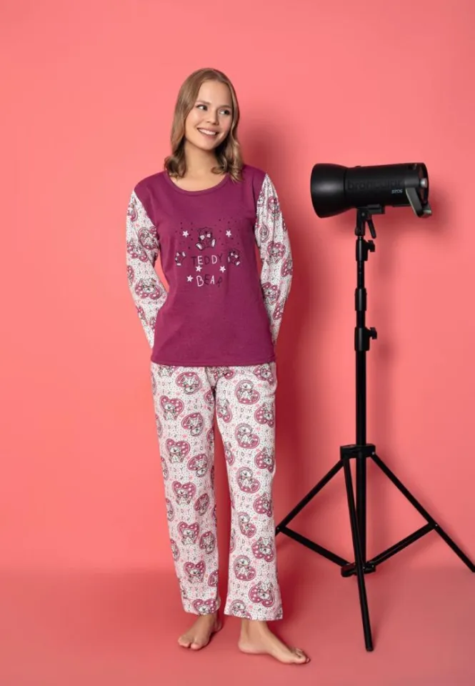 Pijama Damă Vătuită – Mâneci Lungi, Model Urș