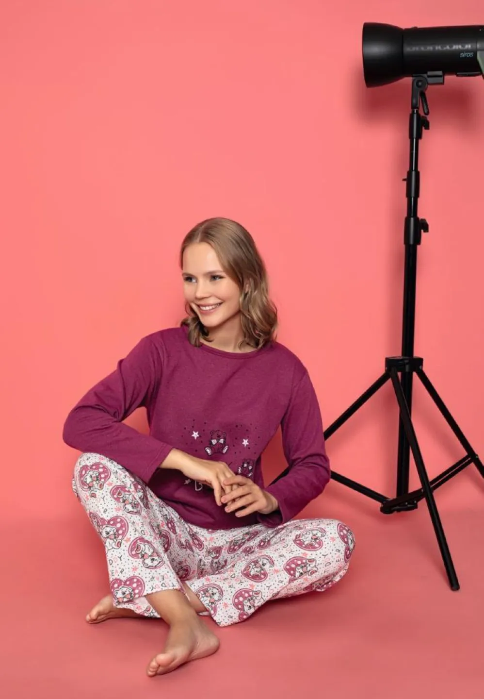 Pijama damă vătuită cu mâneci lungi – Model Teddy Bear - 3