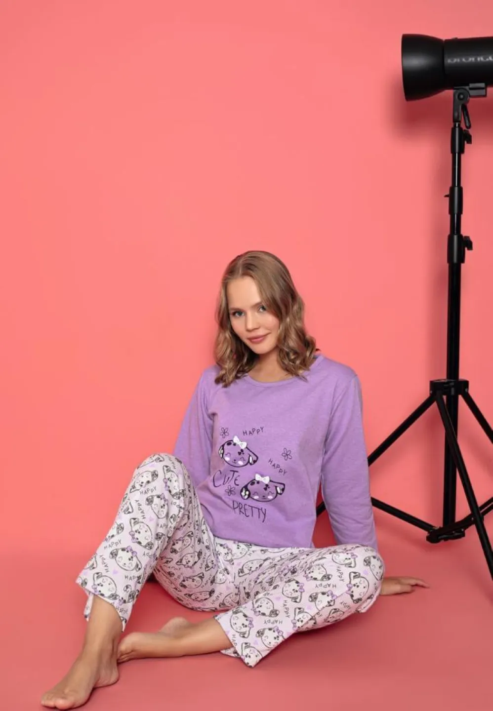 Pijama damă călduroasă cu mâneci lungi – Happy Cute - 3