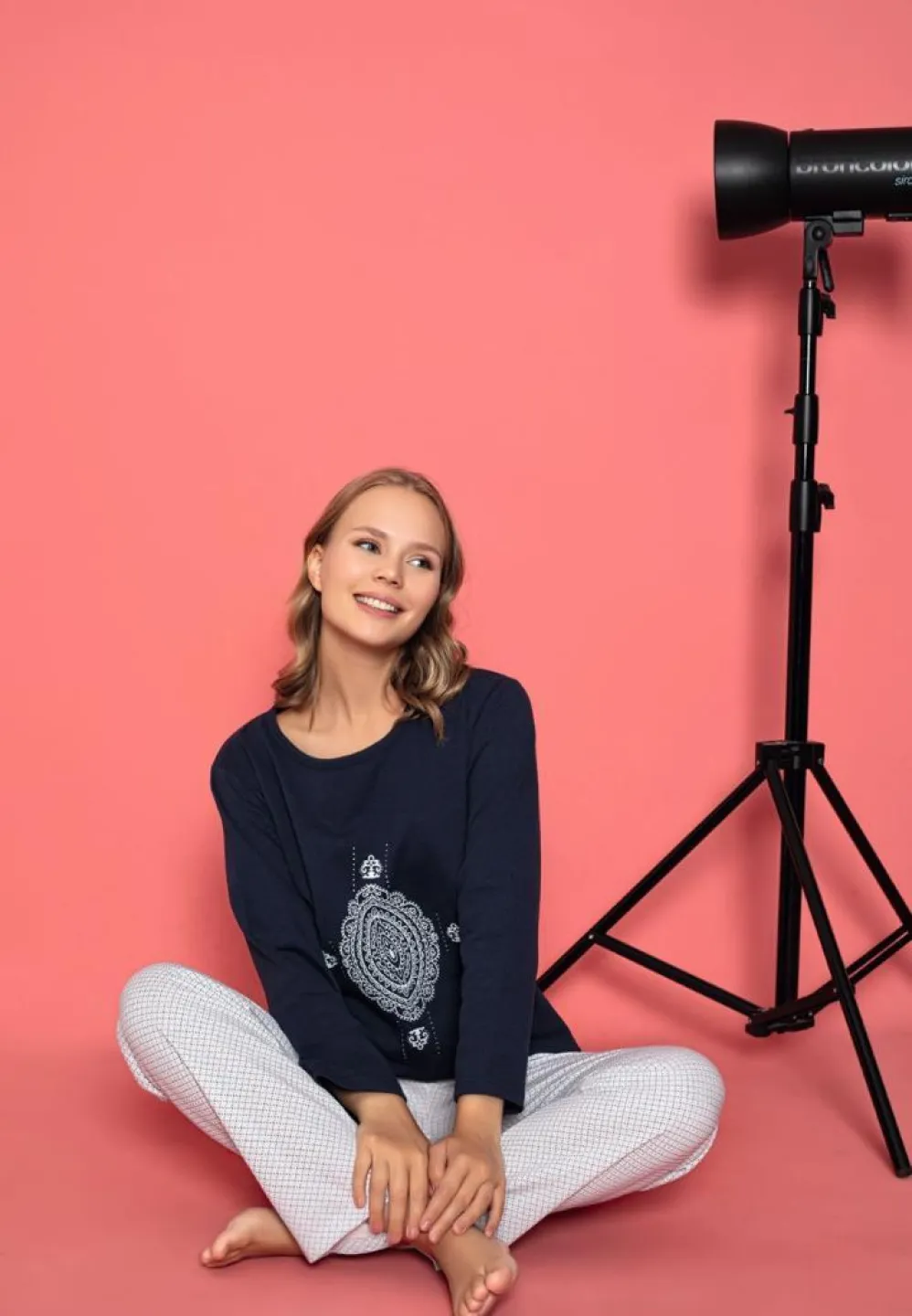 Pijama damă mâneci lungi vătuită – Bleumarin - 3