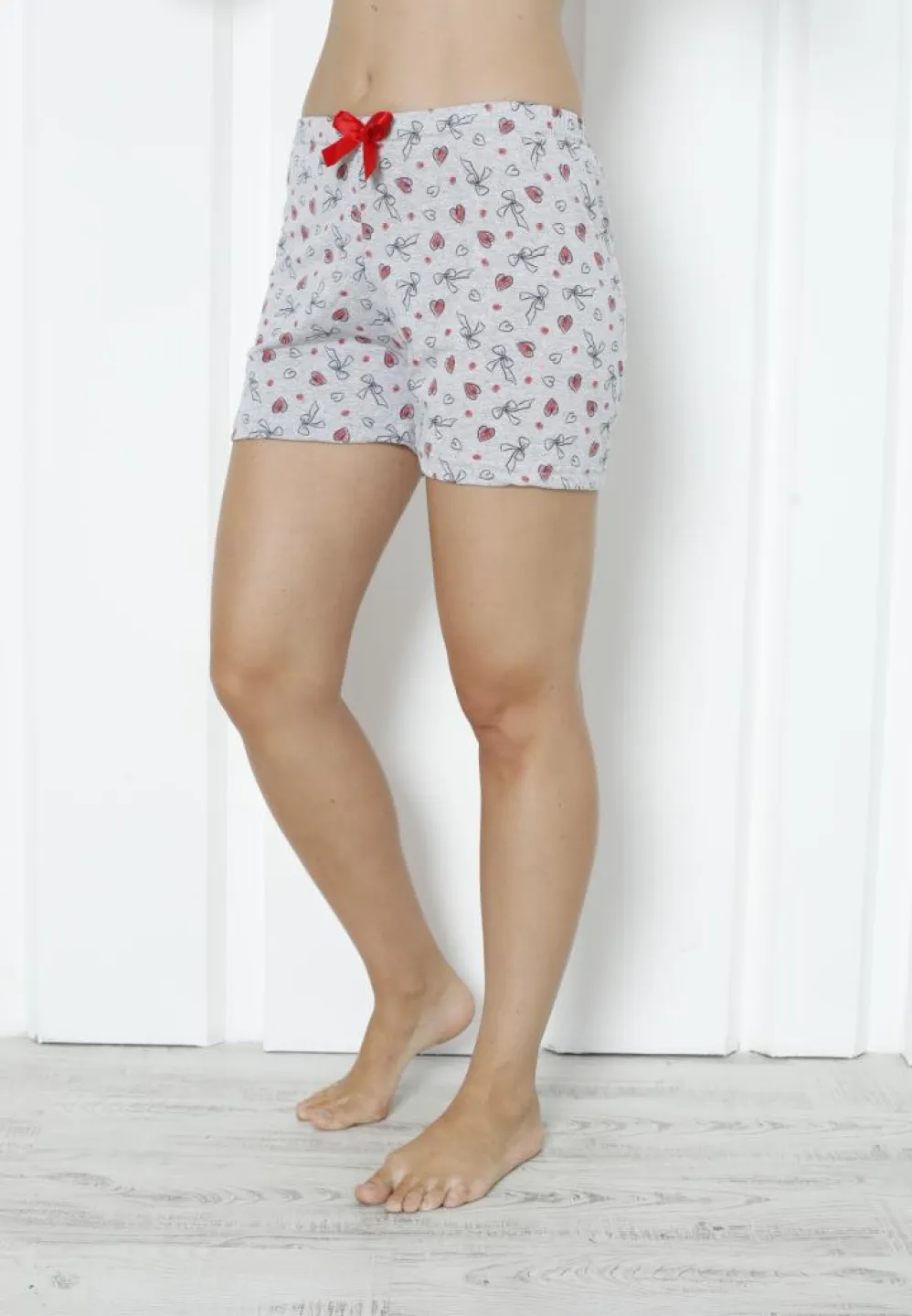 Pantalon Damă din Bumbac – Model cu Inimi Roșii, Confortabil și Lejer - 1
