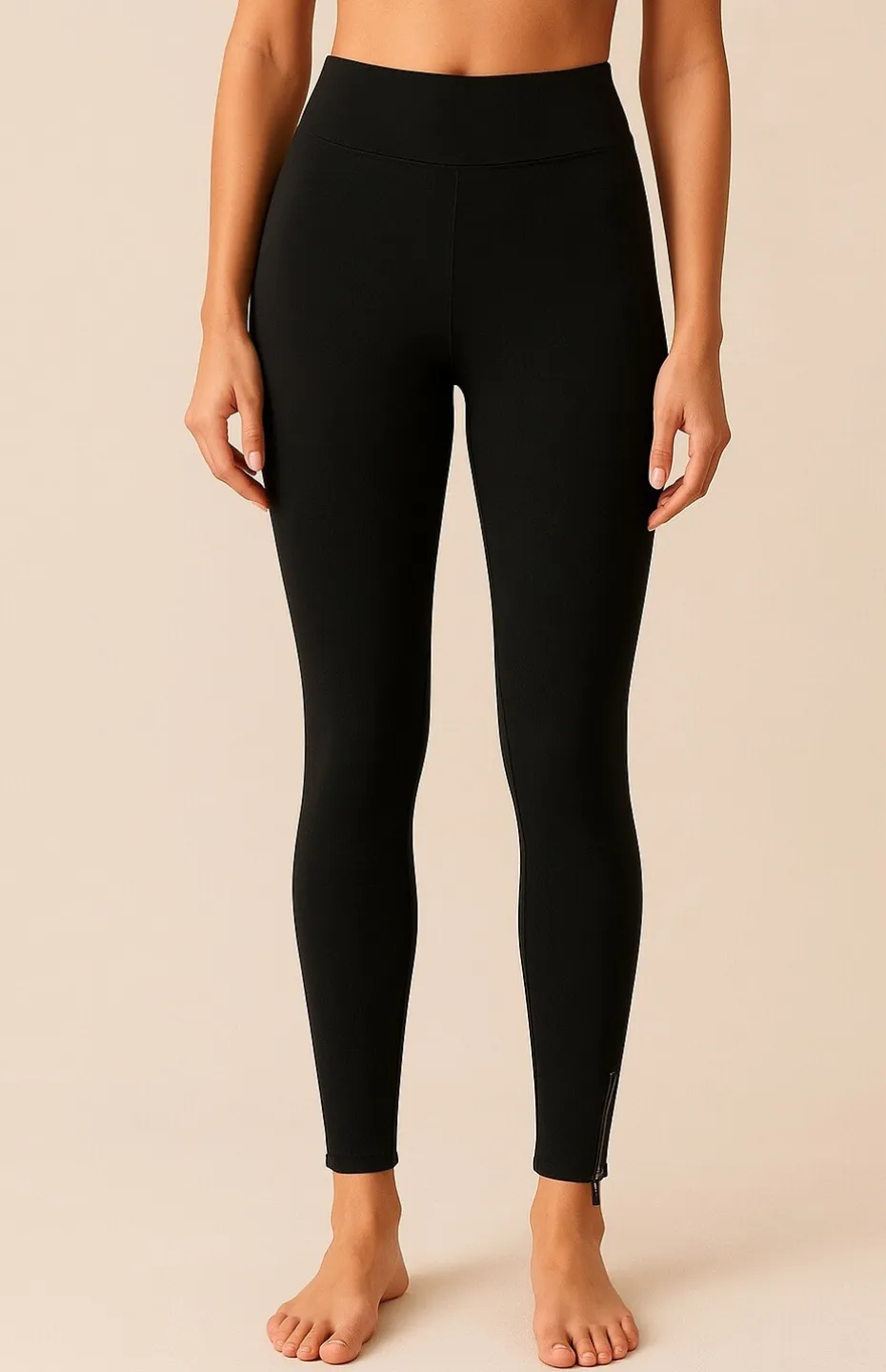 Colanți damă negri – talie elastică și fermoar la gleznă - 4