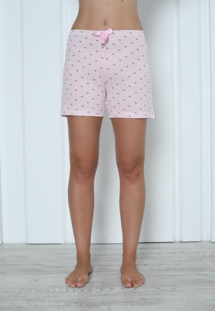 Pantalon Scurt Damă din Bumbac cu Model de Inimi – Confort și Stil
