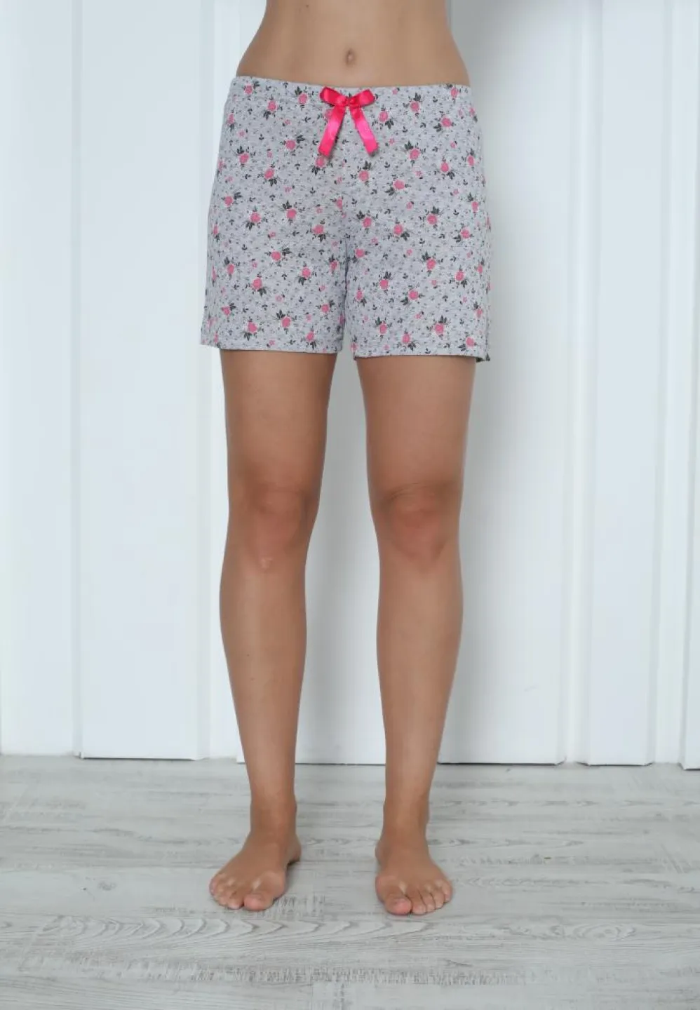 Pantalon Scurt Damă din Bumbac cu Flori Roz – Feminin și Confortabil - 3