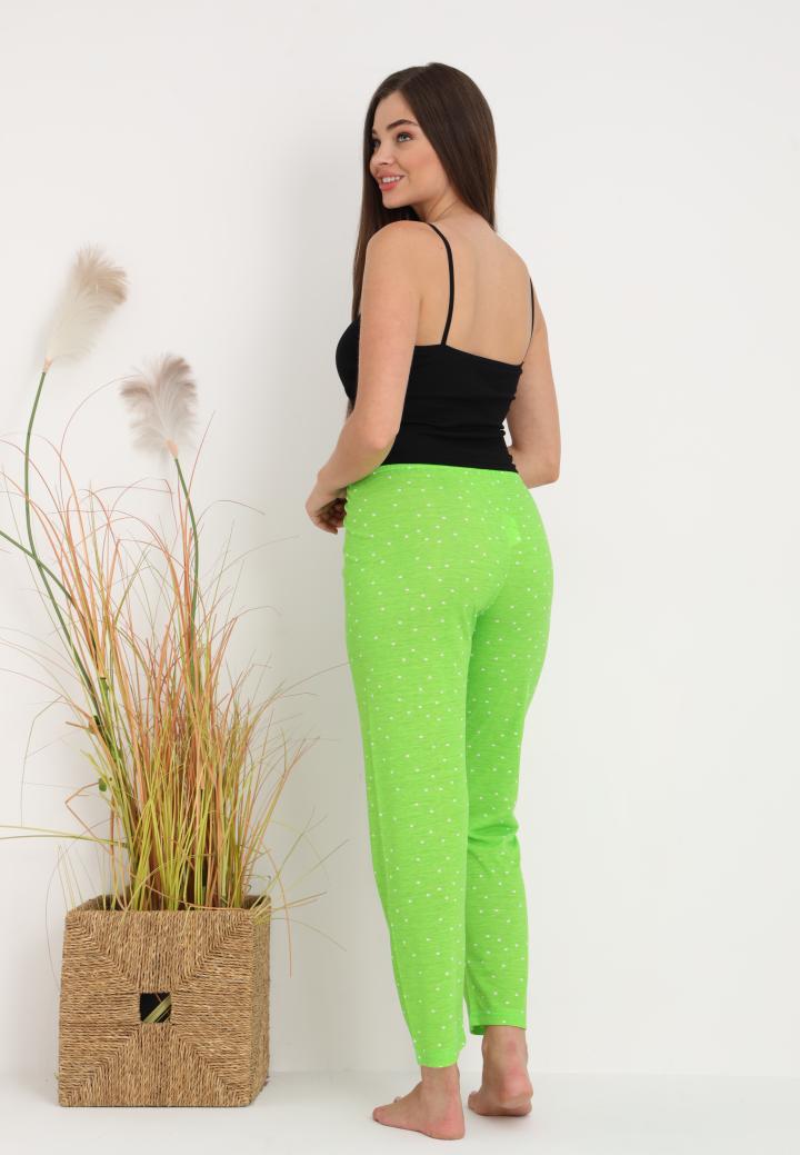 Pantaloni Lungii de Pijama Damă cu Imprimeu Buline Verde – Confort și Stil hover
