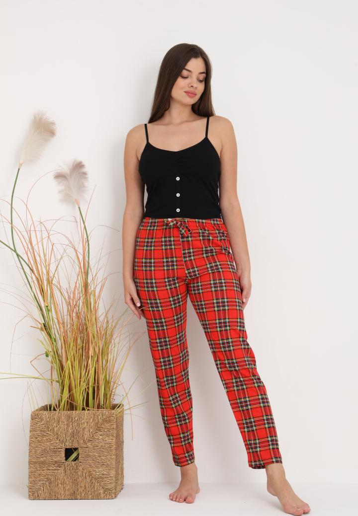 Pantaloni Lungii de Pijama Damă cu Imprimeu Carouri Roșu – Confort și Stil