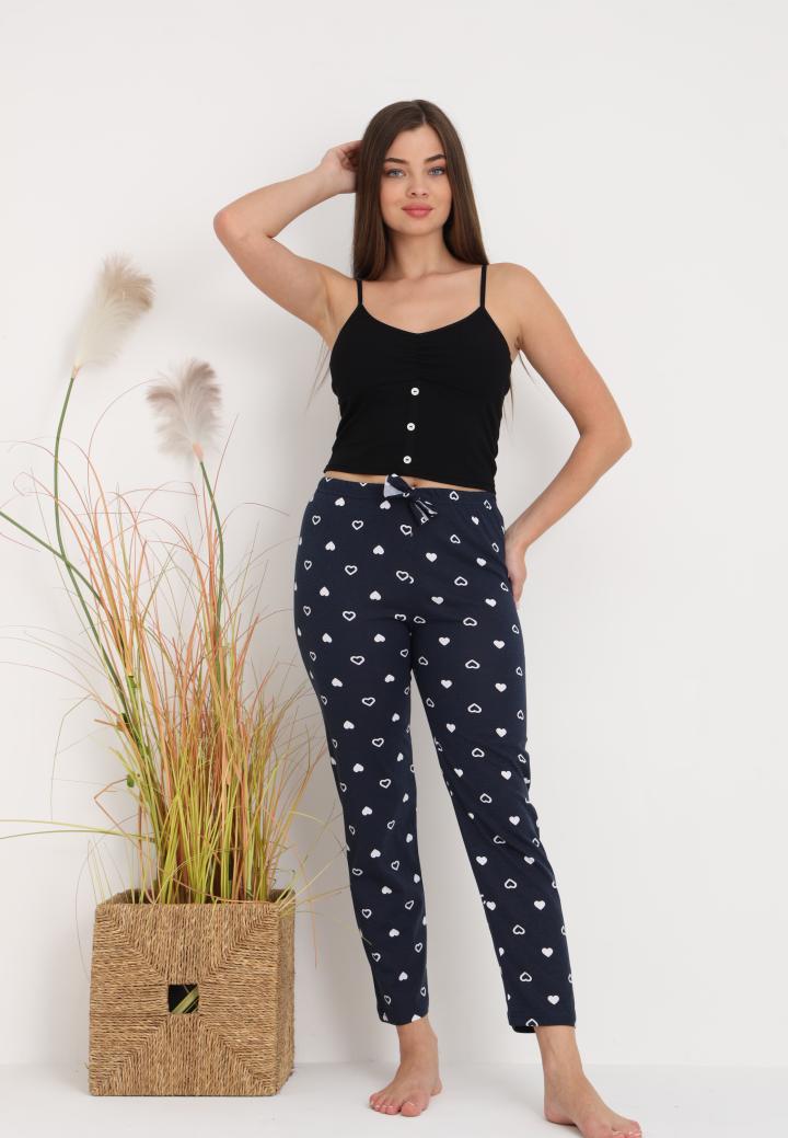 Pantaloni Damă pentru pijamale – Confort și Relaxare cu Print Inimioare Bluemarin