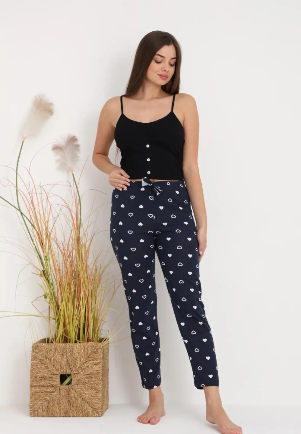 Pantaloni Damă pentru pijamale – Confort și Relaxare cu Print Inimioare Bluemarin - 3