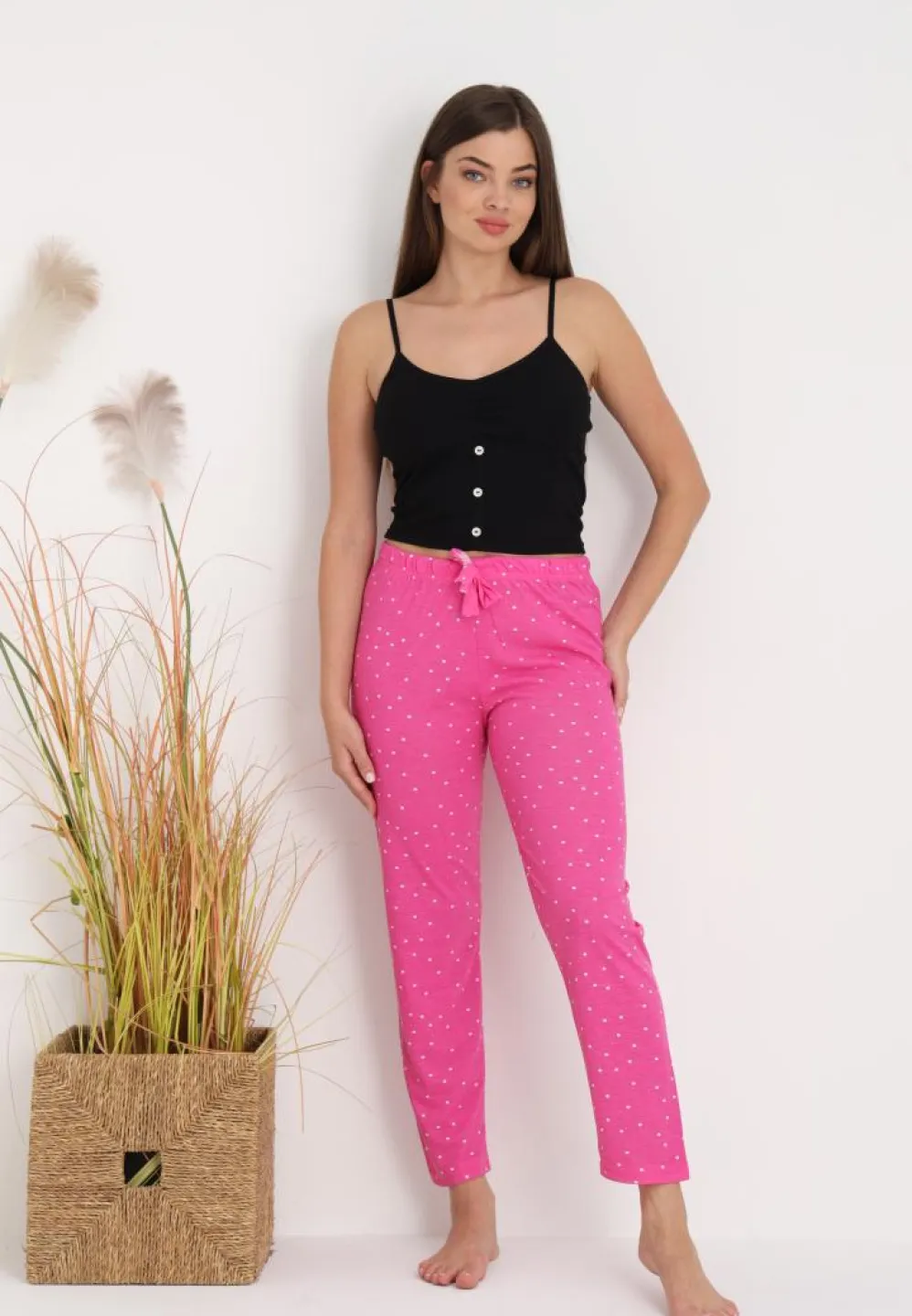 Pantaloni Damă lungi – Confort și Relaxare cu imprimeu buline roz - 3