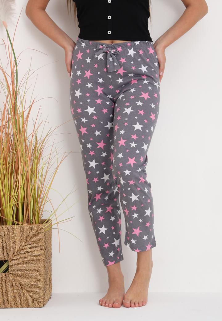 Pantaloni Damă lungi – Confort și Relaxare cu imprimeu steluțe gri închis