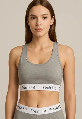 Bustieră damă din bumbac, model sport Gri