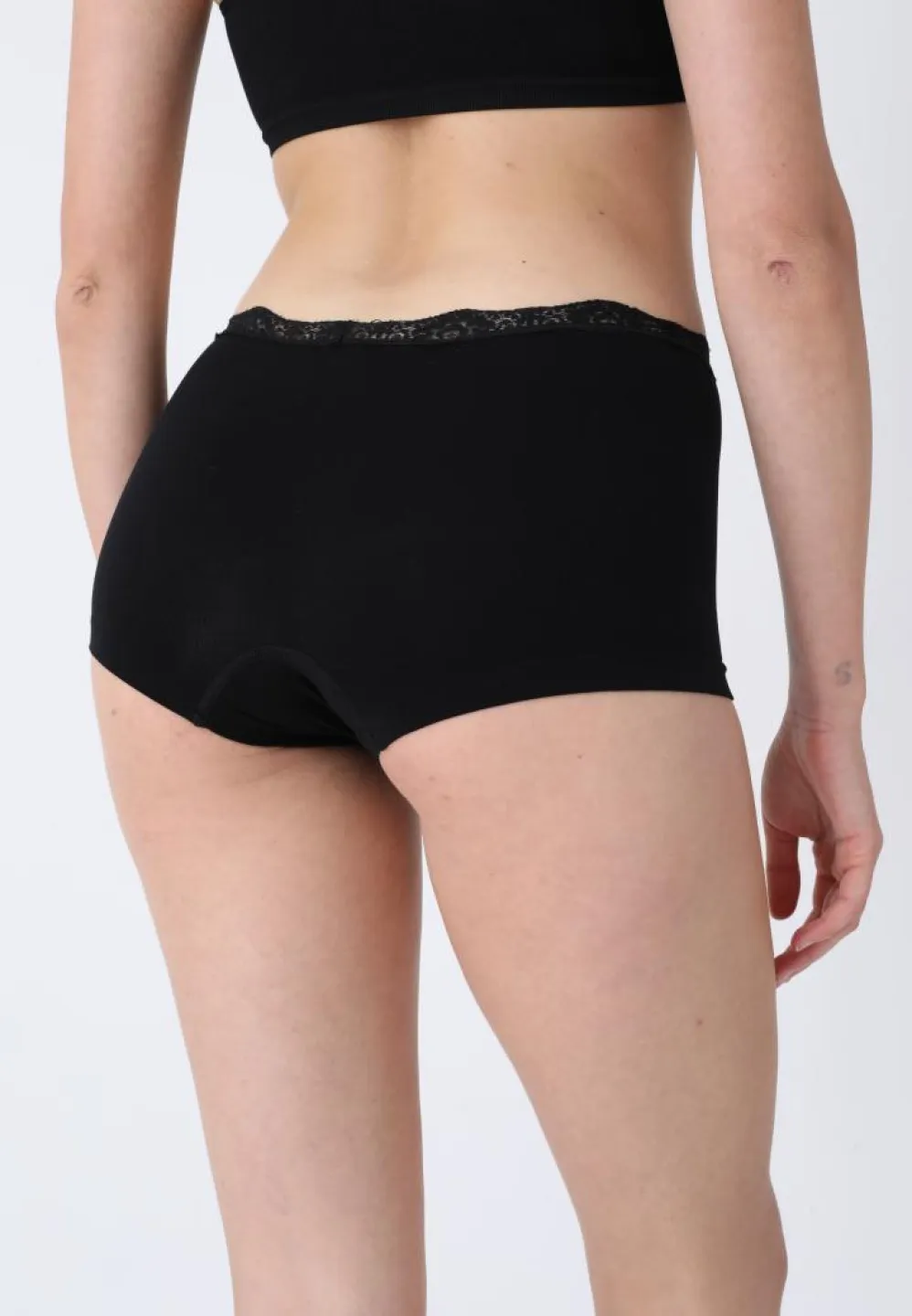 Boxeri Damă din Microfibră cu Dantelă Delicată – Negru - 1