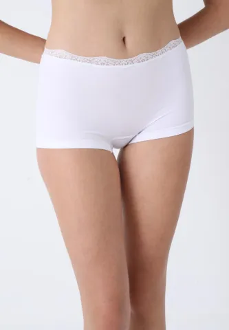 Boxeri Damă din Microfibră cu Dantelă Delicată – Alb