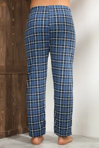 Pantalon pijama bărbați – bleumarin cu carouri albe și pătrățele negre,M hover