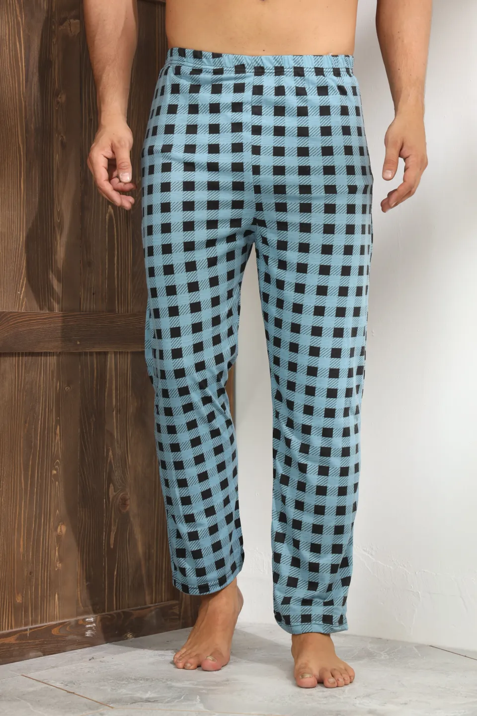 Pantalon bărbat cu print pătrat – design modern și confortabil,M - 1