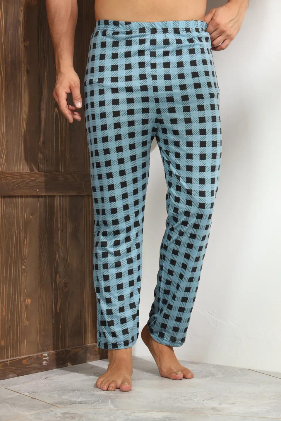 Pantalon bărbat cu print pătrat – design modern și confortabil,M - 4