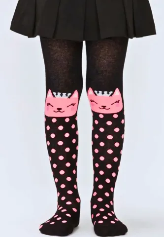 Dres Penti Fete ,Machka, bumbac, pisicuță, Negru