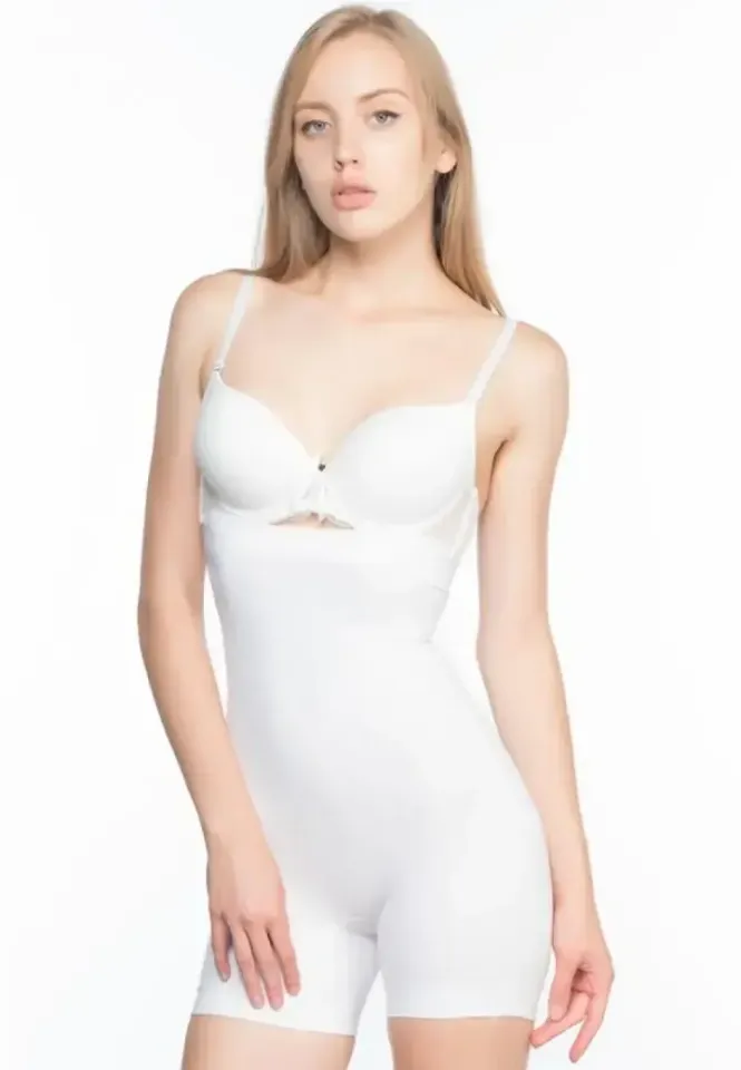 Corset cu Talie Înaltă și Fără Cusături, Alb