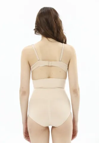 Corset cu Bandă Adezivă și Chilot Normal cu Talie Înaltă Bej hover