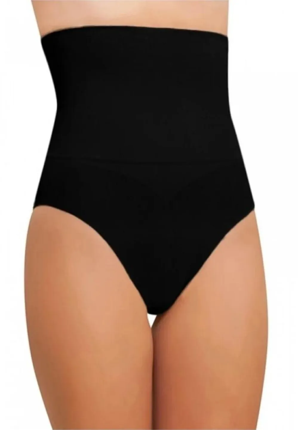 Corset cu Bandă Adezivă Modelatoare – Chilot Tanga Negru - 1