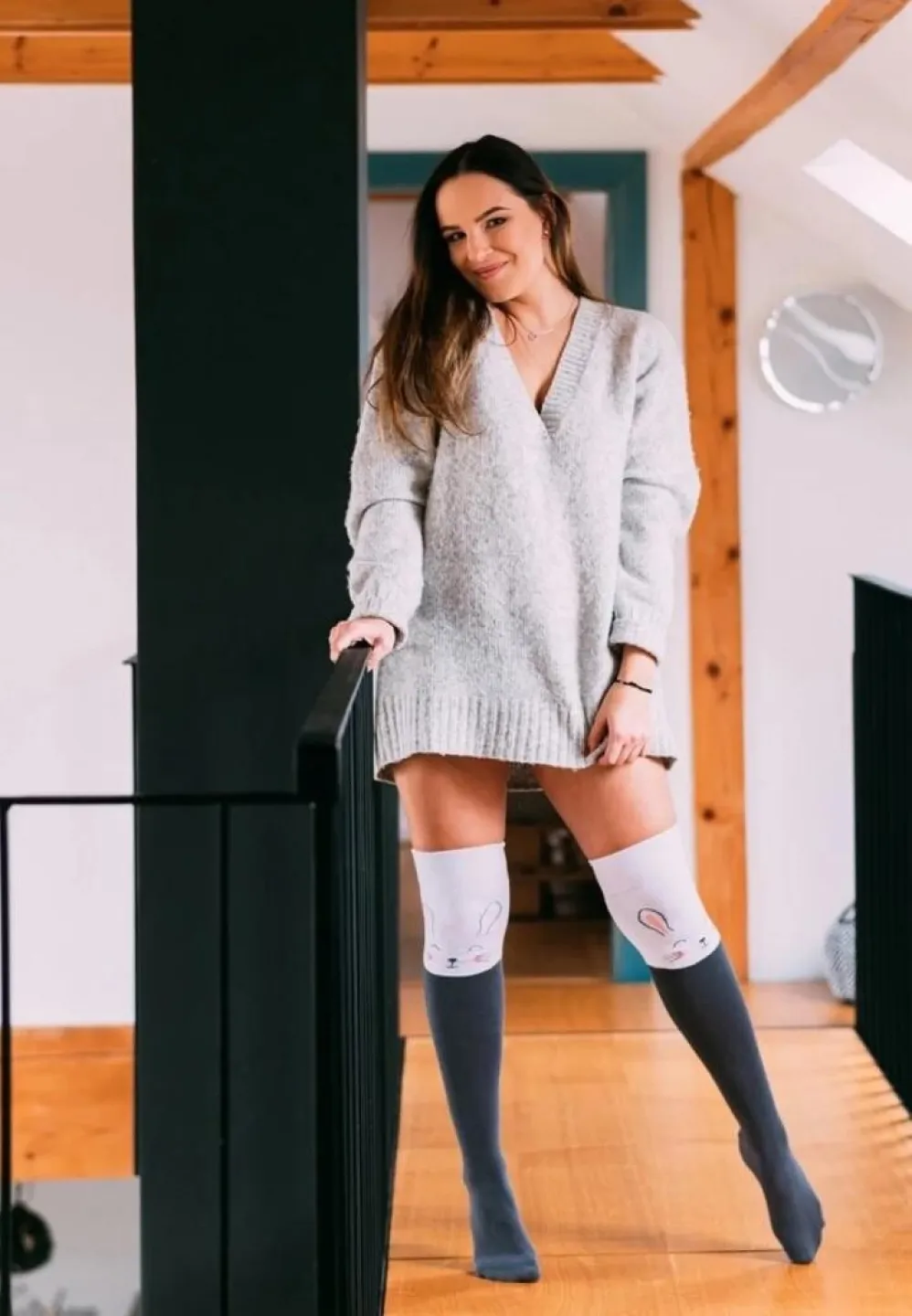 Șosete Damă Vesele Peste Genunchi Iepuraș - 3