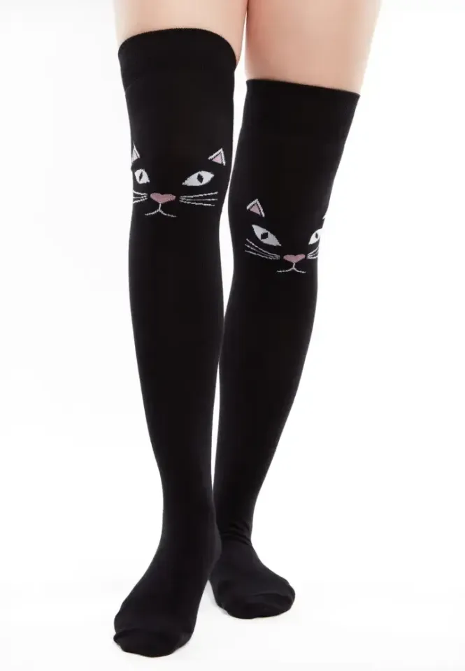 Șosete Dama Peste Genunchi Vesele Pisică