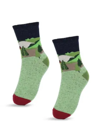 Șosete Dama din Bumbac Organic cu Model Pădure