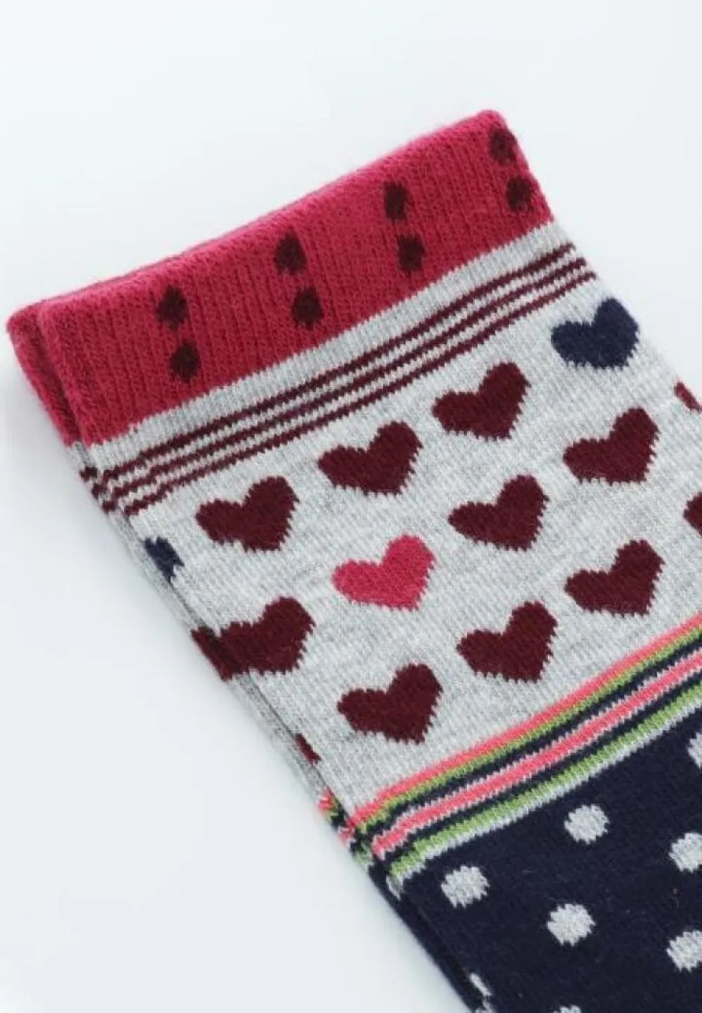 Șosete Dama din Bumbac Organic, Model Inimioare cu Buline - 3