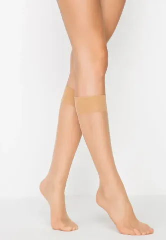 Sosete Penti Premium 6 Den, Sub Genunchi, Fine și Mate, Bej