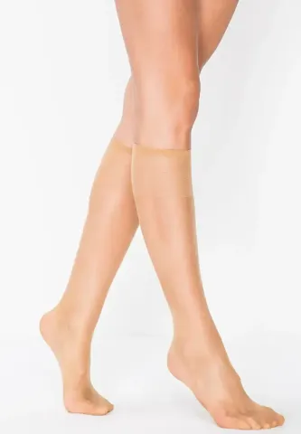 Sosete Penti Fit 15 Den, Sub Genunchi, Lucioase, Bej