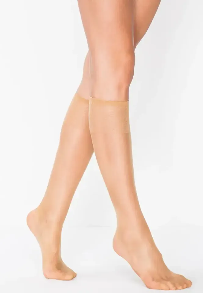 Sosete Penti Fit 15 Den, Sub Genunchi, Lucioase, Bej