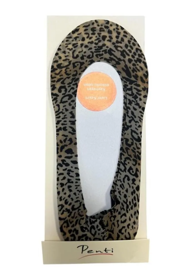 Tălpici damă fără cusătură, imprimeu leopard, călcâi cu silicon