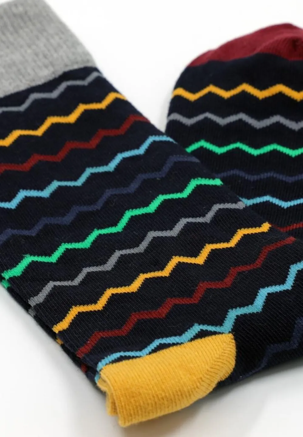 Șosete Bărbați Bumbac Organic – Model Zigzag, Fără Cusătură, Bleumarin - 2