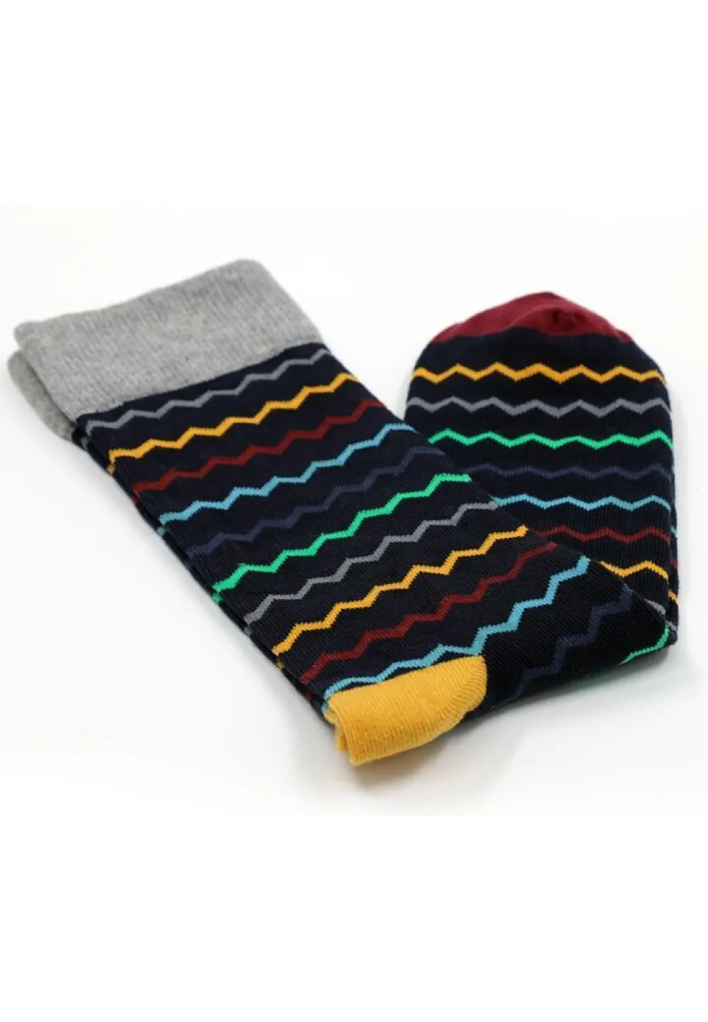 Șosete Bărbați Bumbac Organic – Model Zigzag, Fără Cusătură, Bleumarin - 1