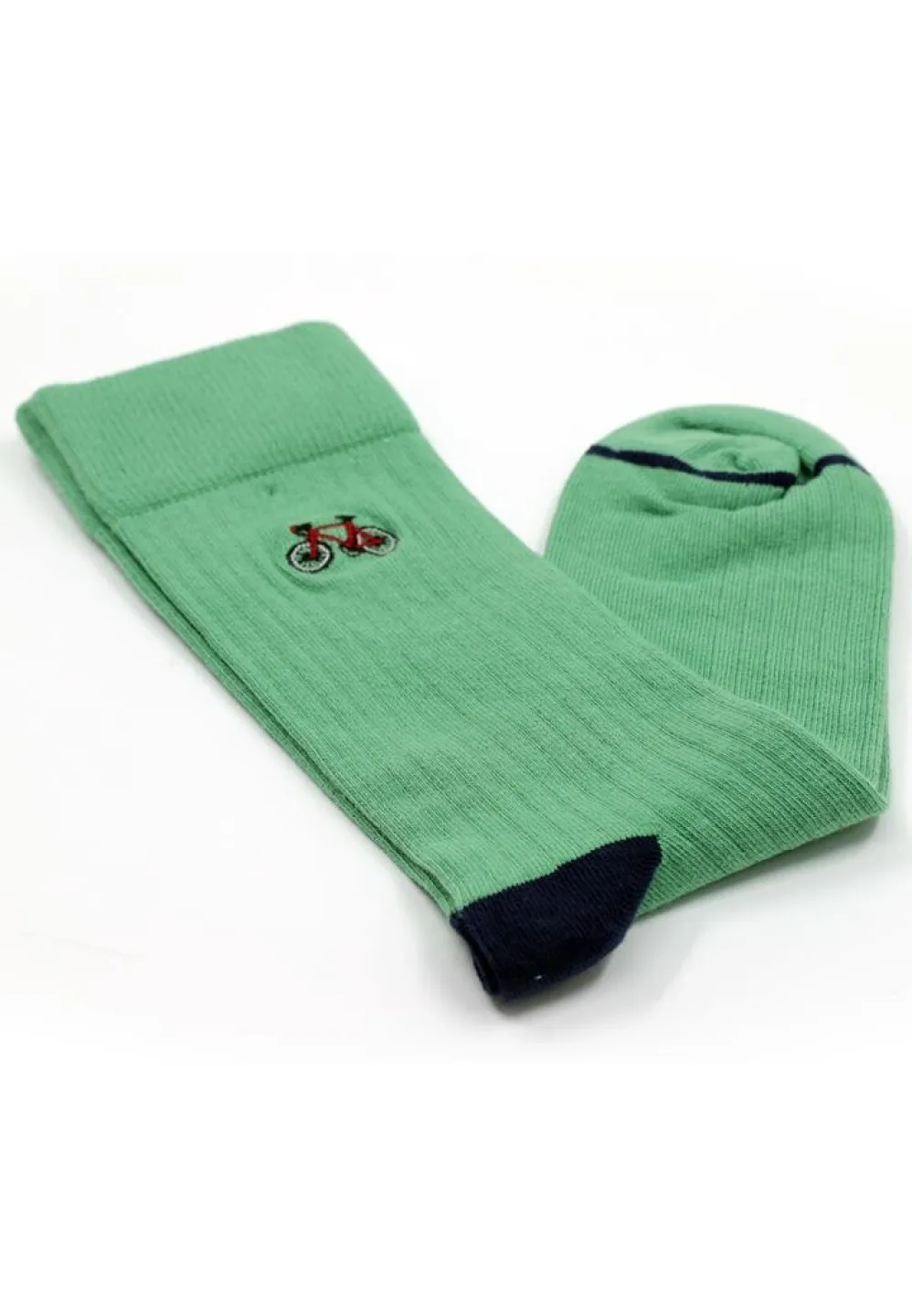Șosete Bărbați Bumbac Organic – Model cu Bicicletă, Fără Cusătură, Verde - 1