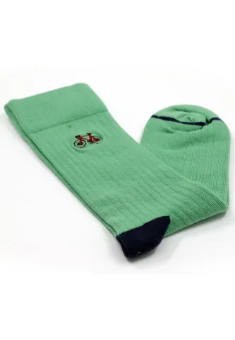 Șosete Bărbați Bumbac Organic – Model cu Bicicletă, Fără Cusătură, Verde