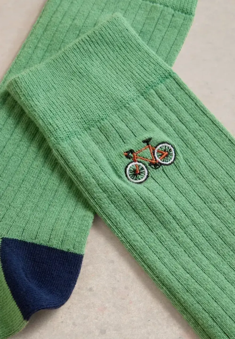 Șosete Bărbați Bumbac Organic – Model cu Bicicletă, Fără Cusătură, Verde - 3