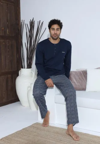 Pijama Barbati ,Maneca lunga si Pantaloni Lungi,bleumarin