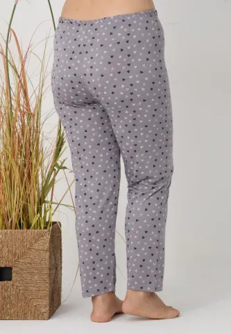 Pantalon damă Big Size, gri cu inimioare hover
