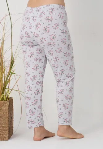 Pantalon damă – Flori Roz cu Turcoaz Big Size hover